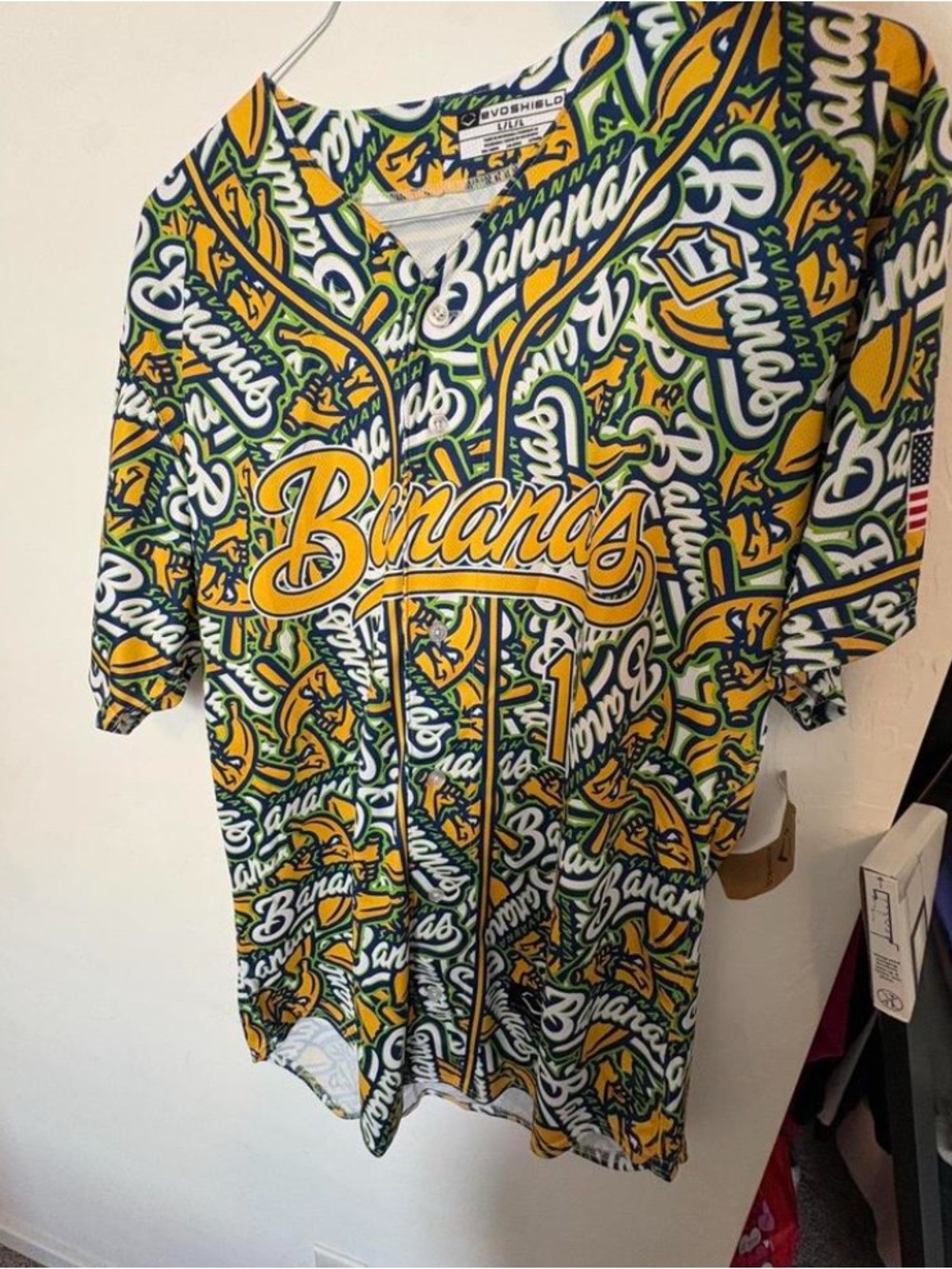 Rare Savannah Bananas Baseball Jersey Men’s Size Large All Over Banana Print New